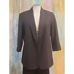 $150 NEW Anne Klein‎ Black Stretch Women Blazer XL roll tab Quiet Luxury Career